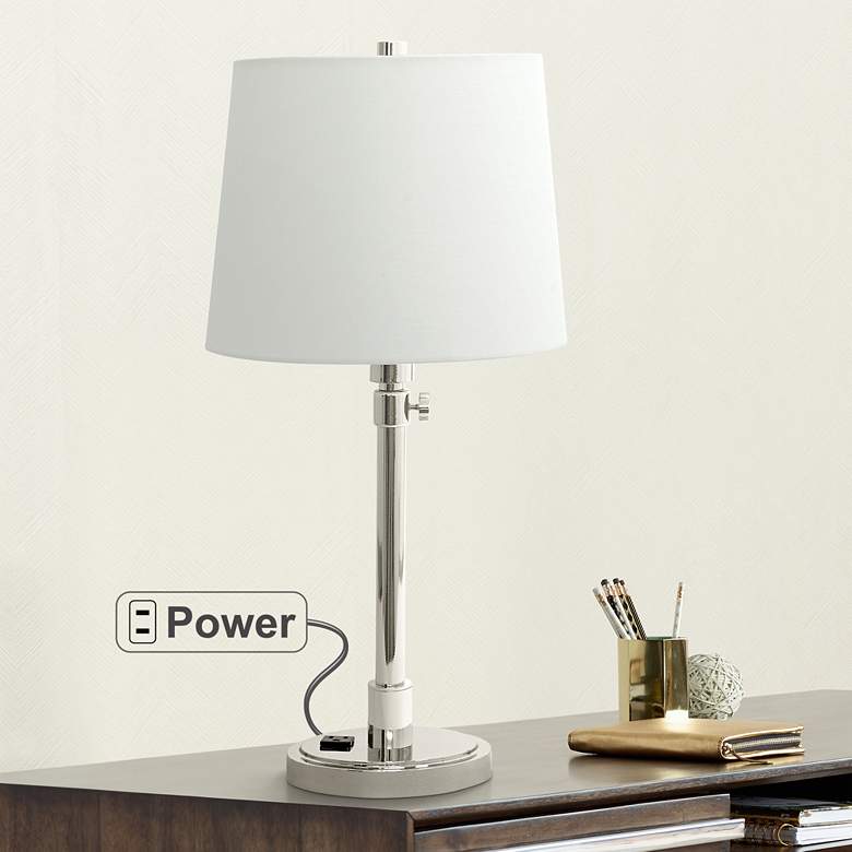 Image 1 House of Troy Townhouse Nickel Desk Lamp with Outlet