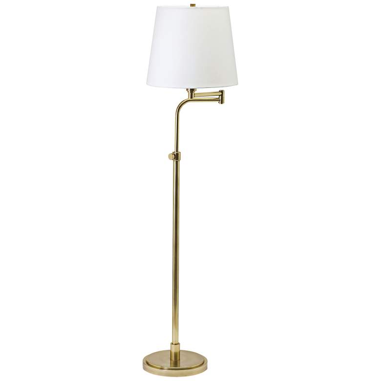 Image 1 House of Troy Townhouse Raw Brass Swing Arm Floor Lamp