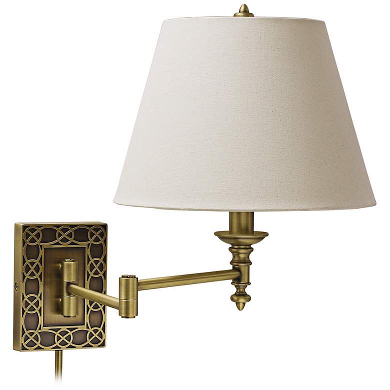 Image 1 House of Troy Wall Knot Brass Plug-In Swing Arm Wall Lamp