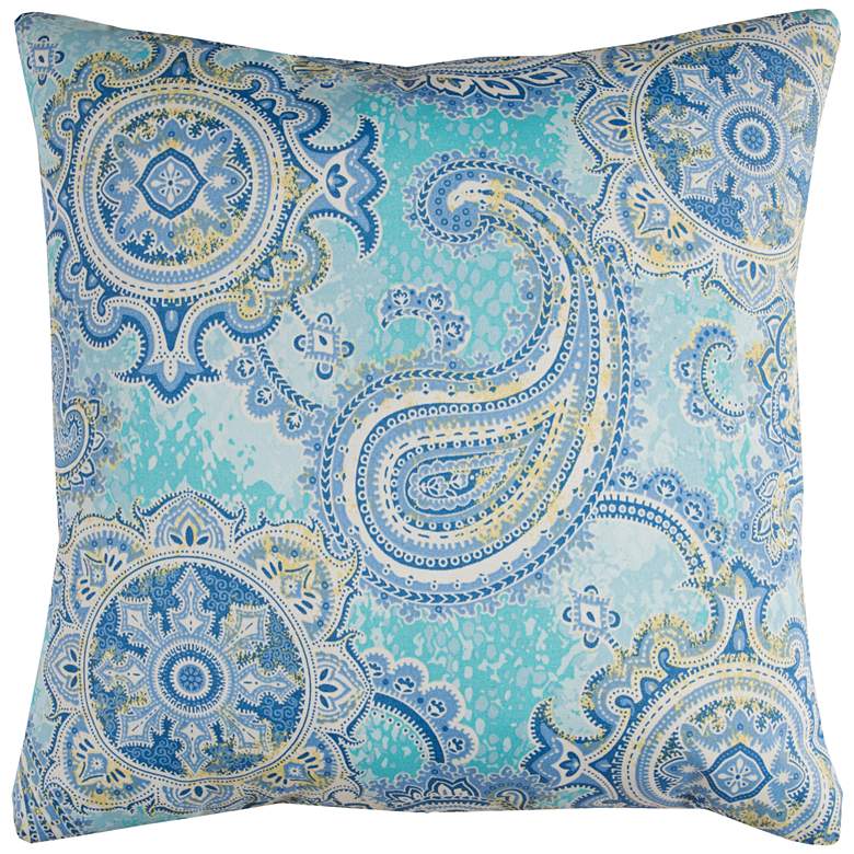 Image 1 Houssie Blue Paisley 22 inch Square Throw Indoor-Outdoor Pillow
