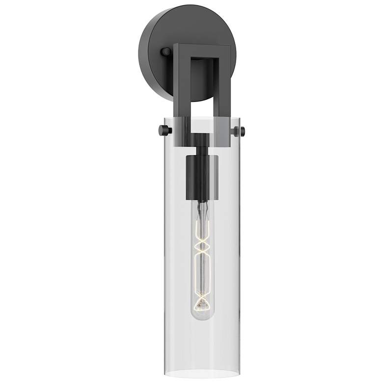Image 2 Houston 17" High Black Wall Sconce With Clear Glass Shade
