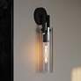1_Houston 17" High Black Wall Sconce With Clear Glass Shade