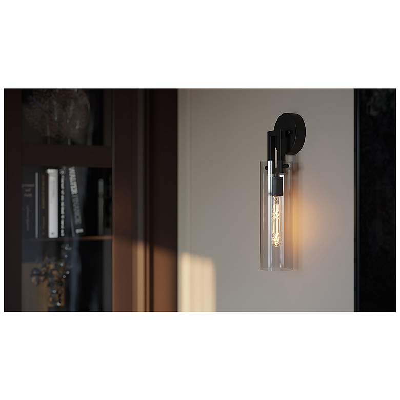 Image 3 Houston 17" High Black Wall Sconce With Clear Glass Shade more views