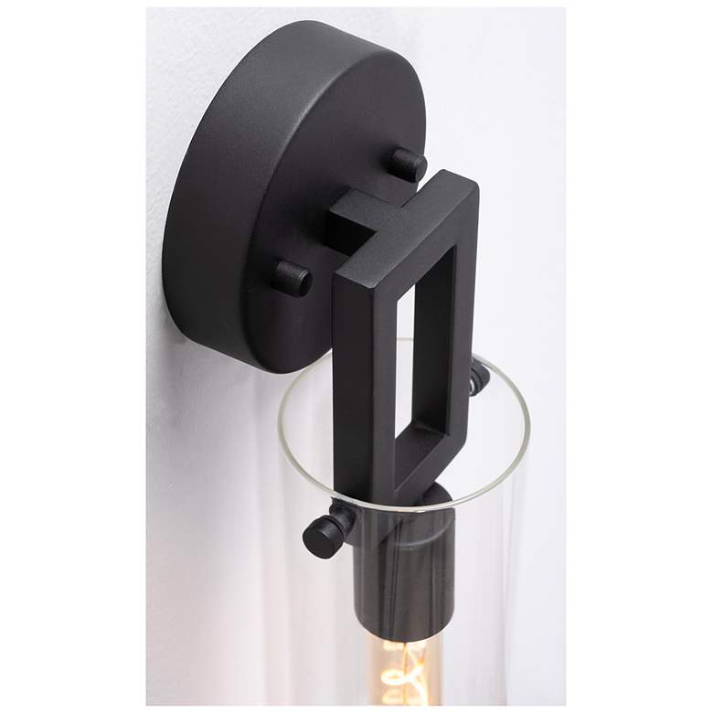 Image 4 Houston 17" High Black Wall Sconce With Clear Glass Shade more views