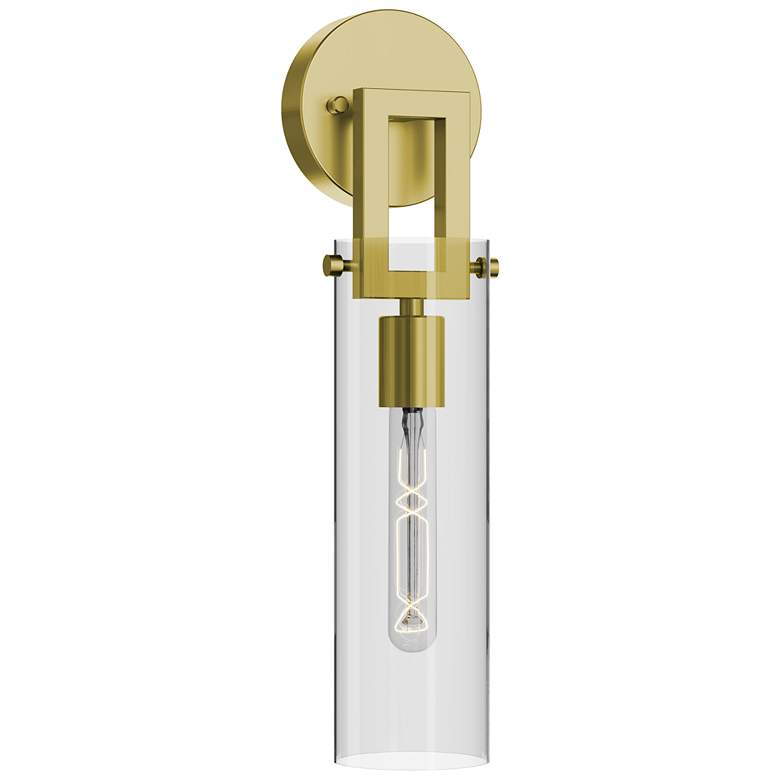 Image 1 Houston 17" High Light Antique Brass Wall Sconce With Clear Glass Shad