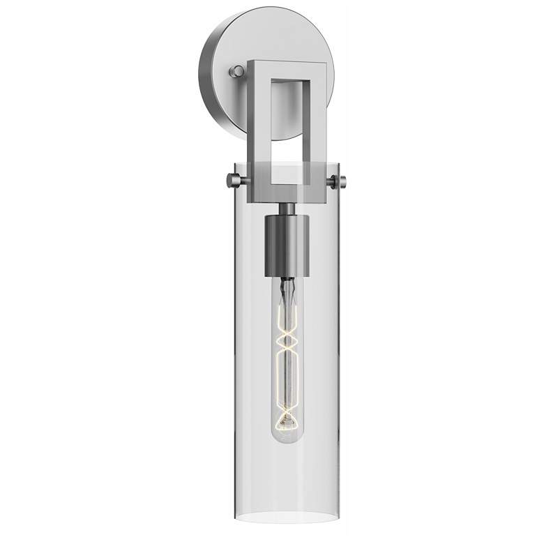 Image 1 Houston 17" High Satin Nickel Wall Sconce With Clear Glass Shade