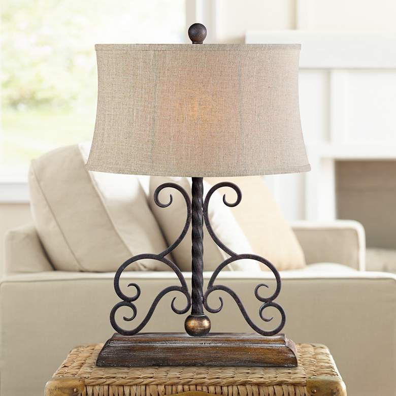 Image 1 Houston Vintage Scroll Bronze Finish Table Lamp