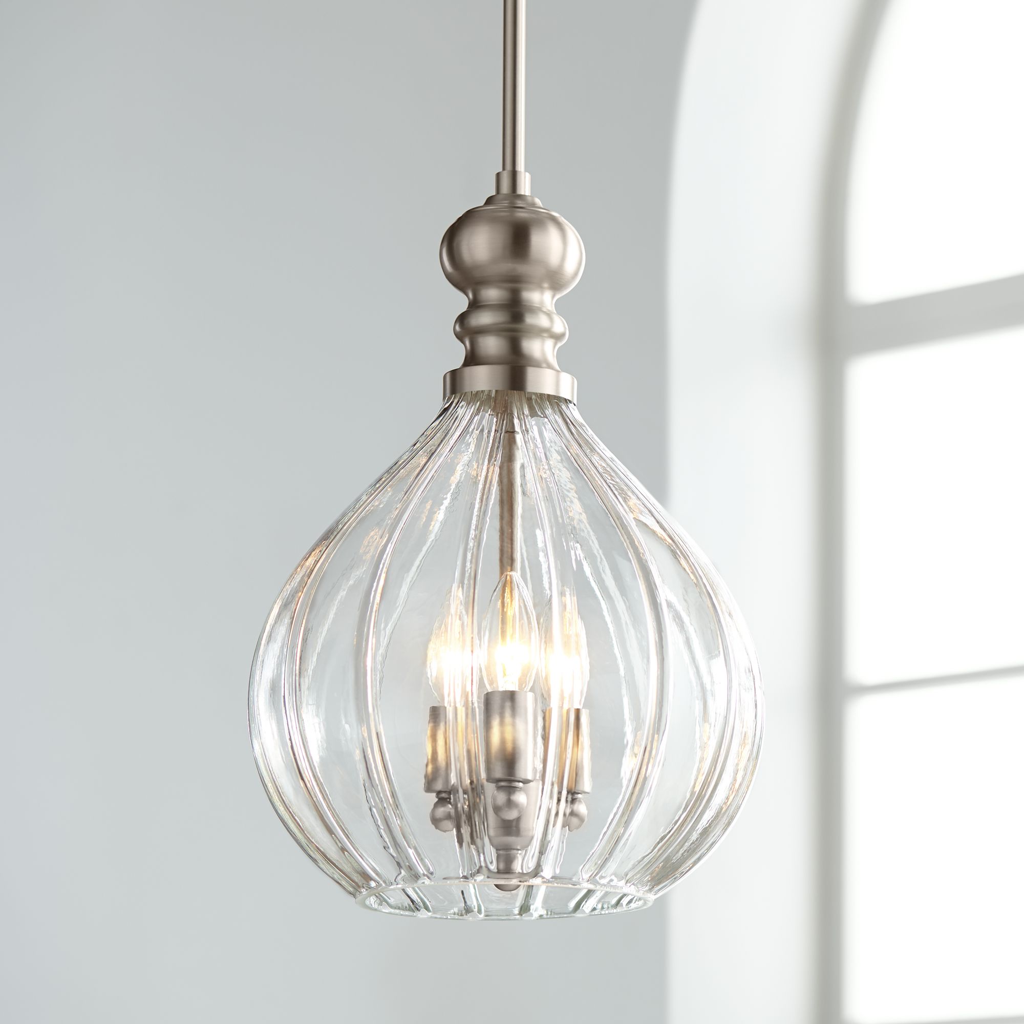 nickel and glass pendant lights