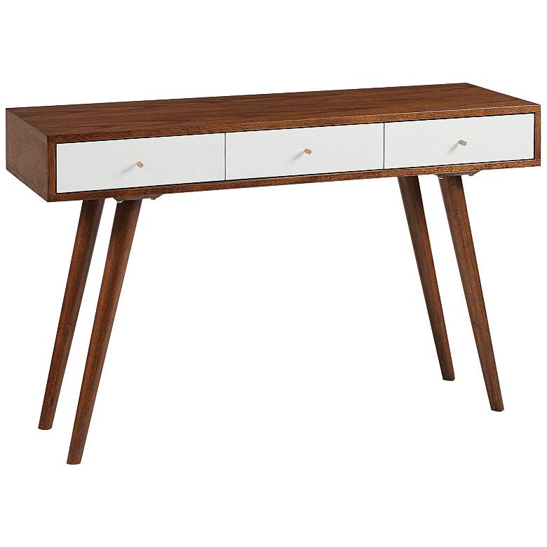 Image 2 Howard 48 inch Wide Warm Pecan White Wood 3-Drawer Modern Writing Desk
