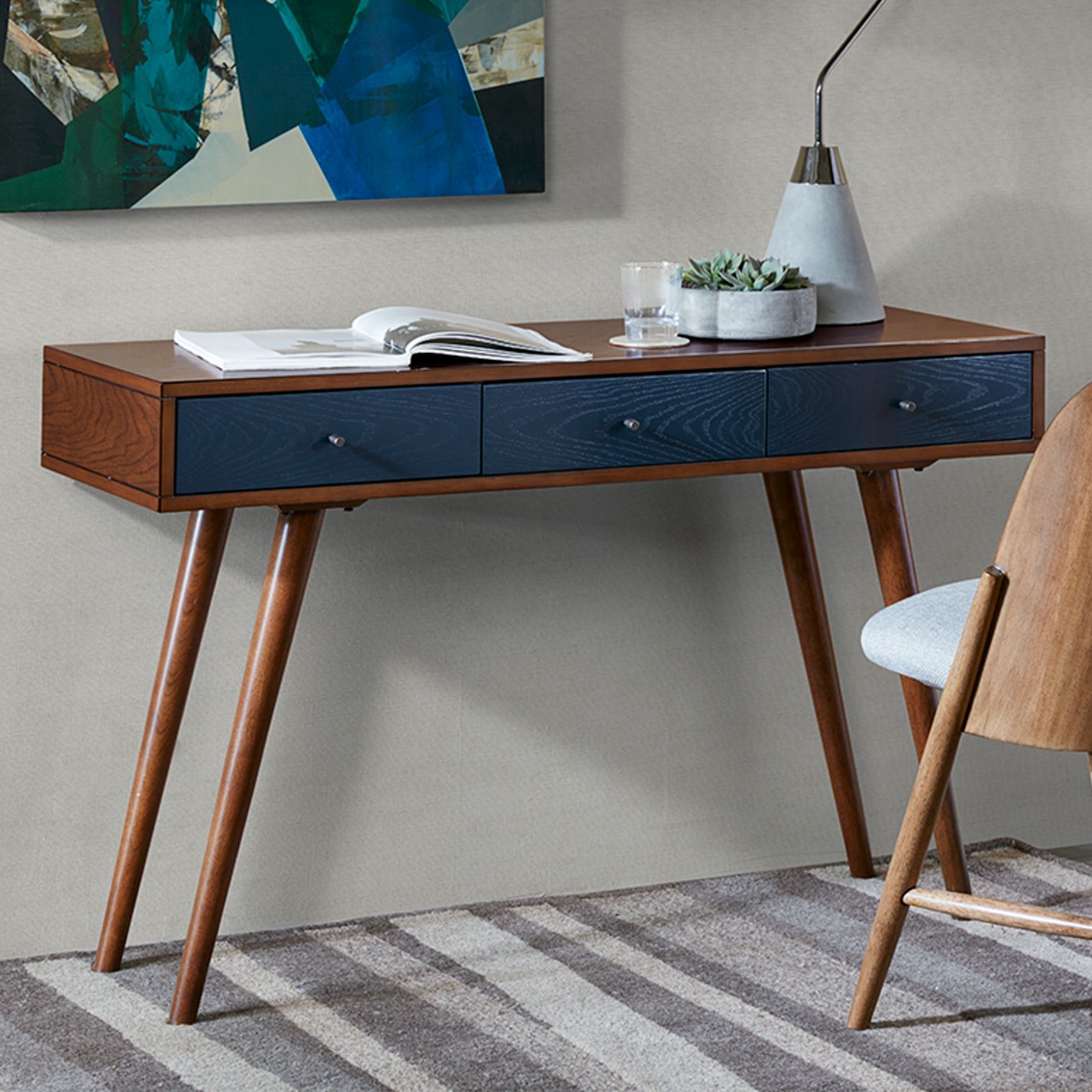 navy blue executive desk