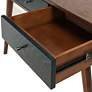 Howard 48"W Warm Pecan Navy Blue Wood 3-Drawer Writing Desk