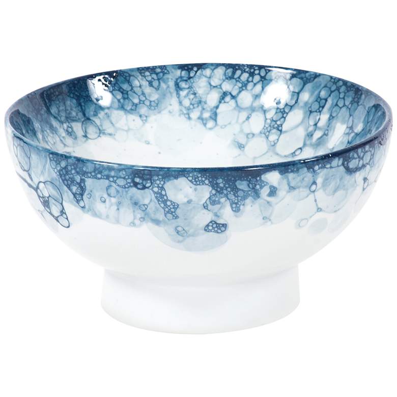 Image 1 Howard Elliot 12 1/2 inchW Blue White Porcelain Decorative Bowl
