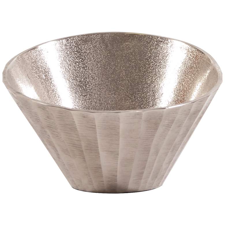 Image 1 Howard Elliot 9 3/4" Wide Silver Finish Modern Chiseled Metal Bowl