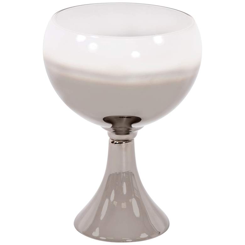 Image 1 Howard Elliot Small Chrome and White Ombre Glass Footed Bowl
