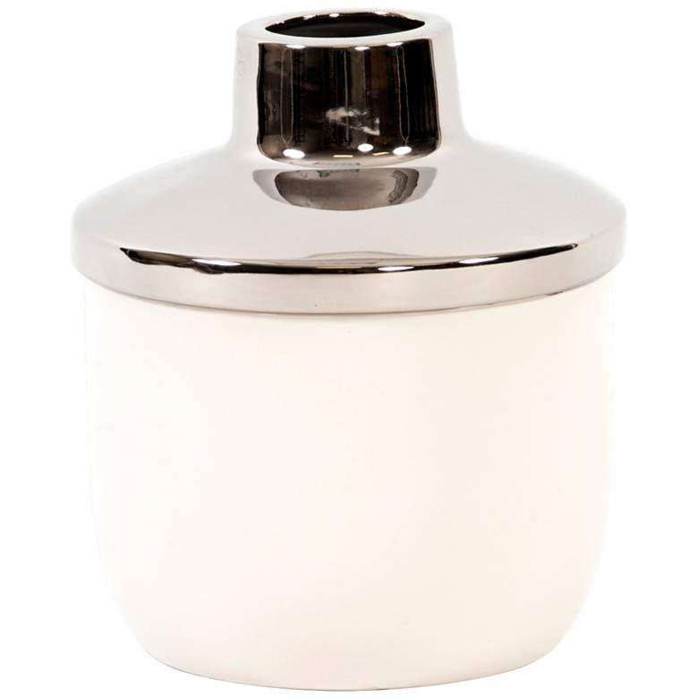 Image 1 Howard Elliot White Ceramic with Silver 11"H Medium Vase