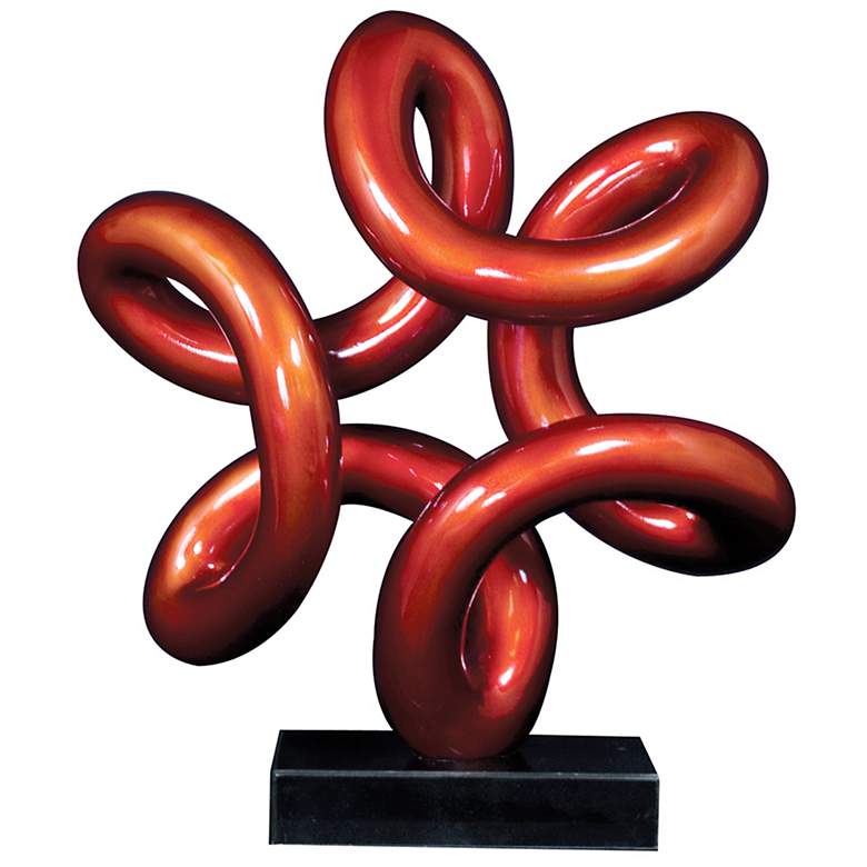 Image 1 Howard Elliott Abstract Red Curl 28 inchH Marble Base Sculpture