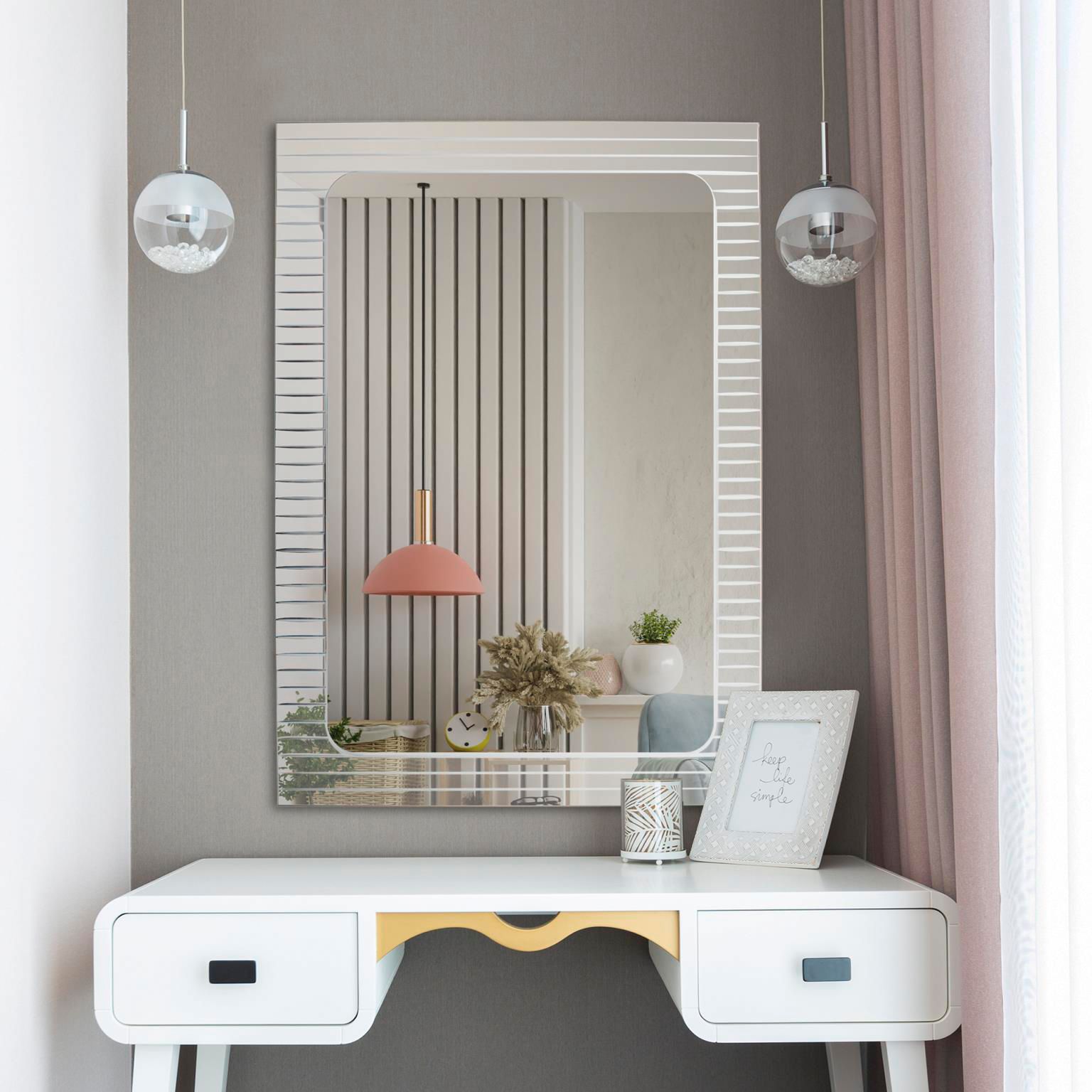 Image 2 Howard Elliott Adoree 30"x40" Rectangular Mirror with 3D Mirror C more views