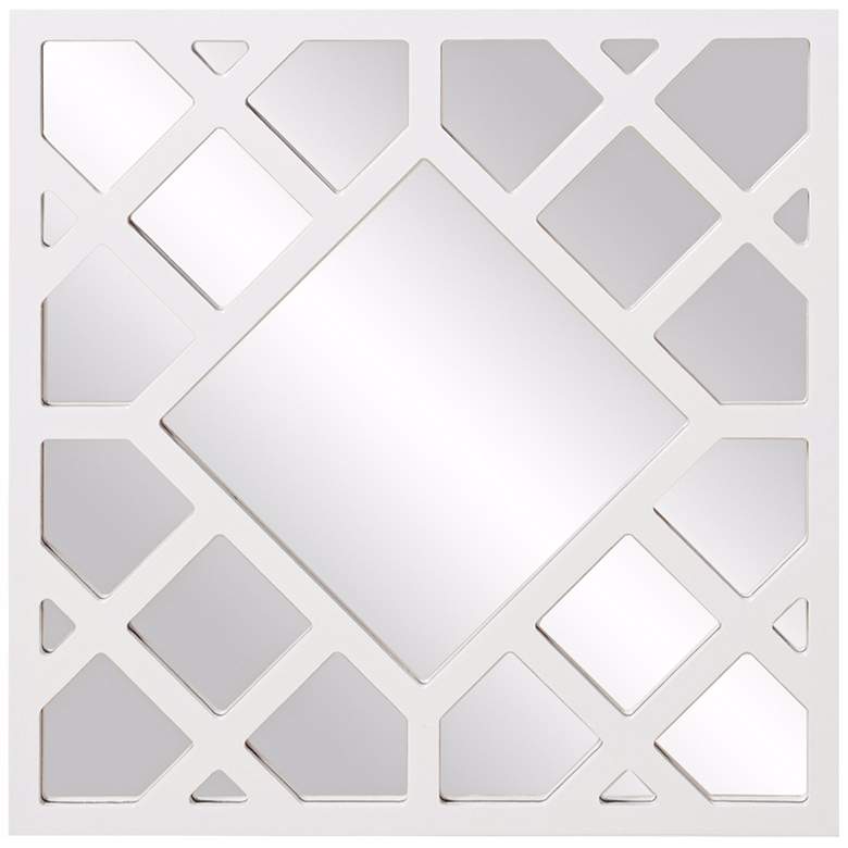 Image 1 Howard Elliott Anakin White 24" Square Lattice Wall Mirror