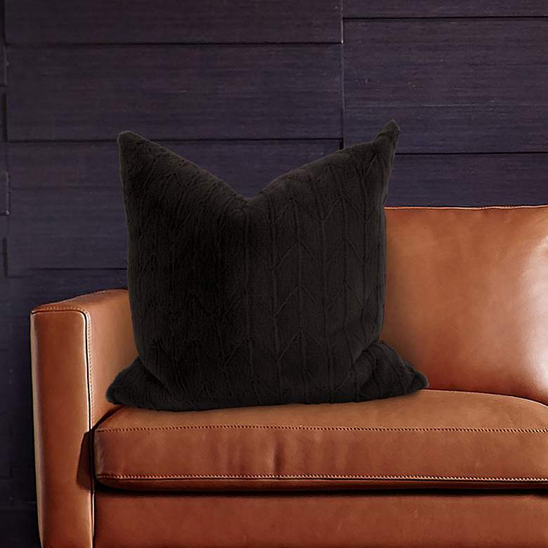 Image 1 Howard Elliott Angora Ebony 24" Square Decorative Pillow
