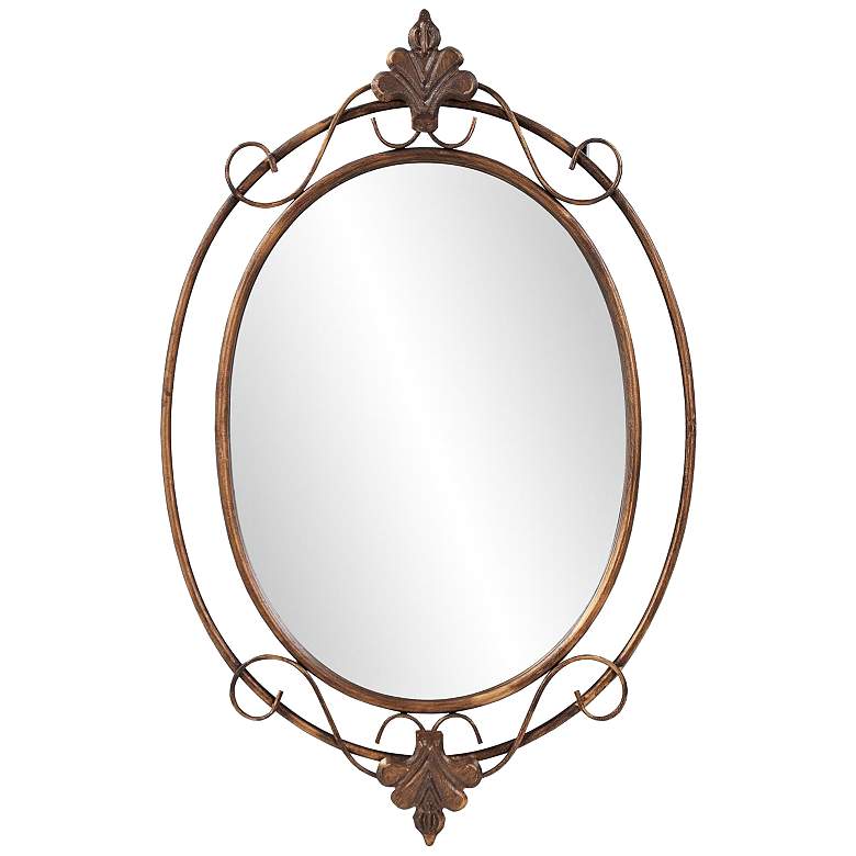 Image 3 Howard Elliott Antique Copper Oval 21"x33" Gerard Wall Mirror