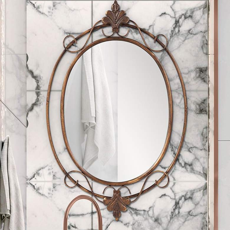 Image 2 Howard Elliott Antique Copper Oval 21"x33" Gerard Wall Mirror