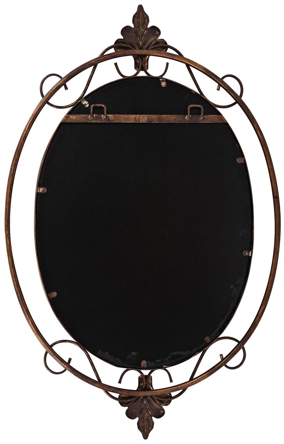 Howard Elliott Antique Copper Oval 21"x33" Gerard Wall Mirror in scene