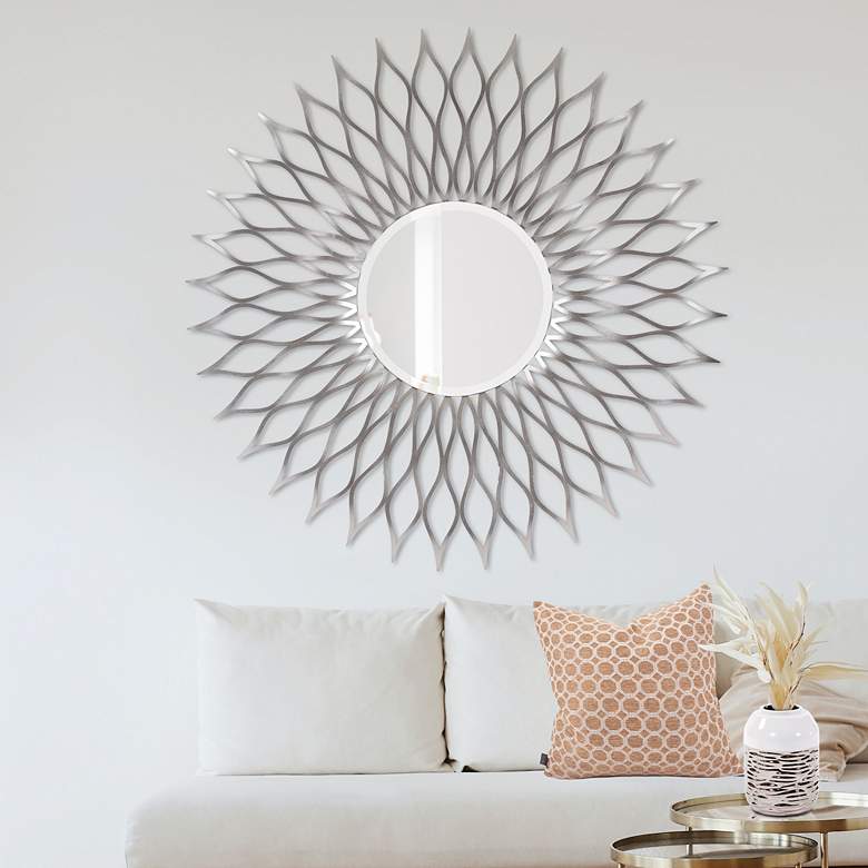 Image 1 Howard Elliott Astra 50" Wide Modern Silver Starburst Wall Mirror