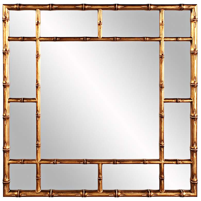 Image 1 Howard Elliott Bamboo 40 inch Square Country Gold Wall Mirror