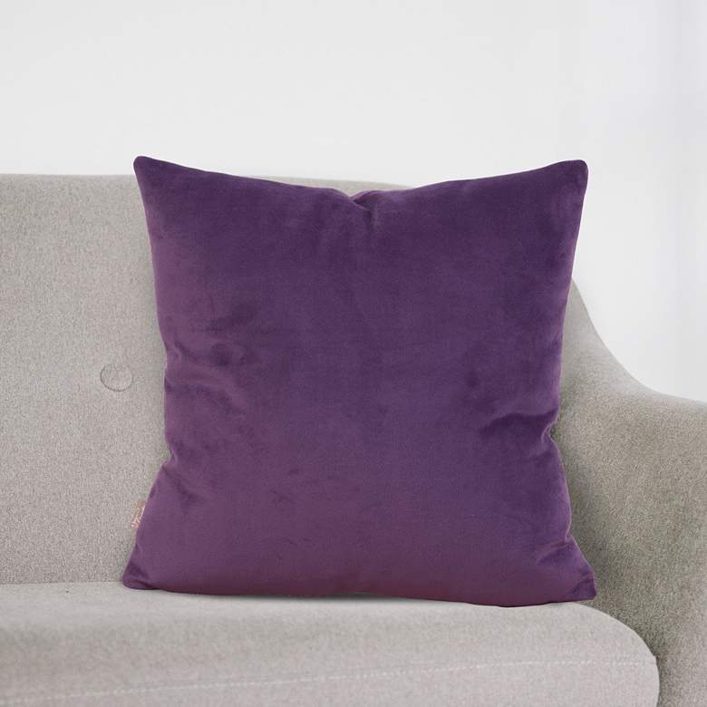 Image 1 Howard Elliott Bella Eggplant Velvet 20 inch Square Throw Pillow