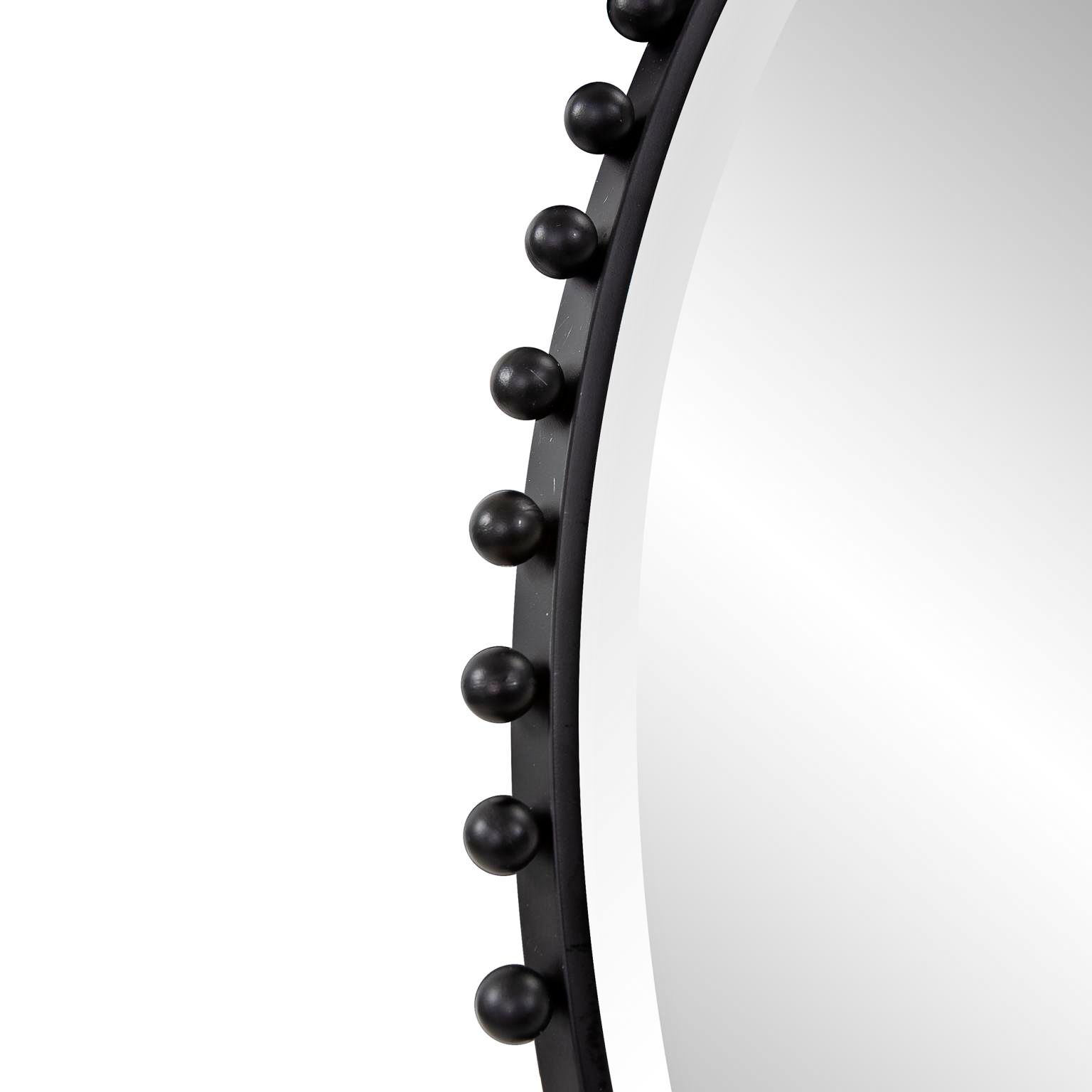Image 7 Howard Elliott Bellfore Black 36" Beaded Round Wall Mirror more views