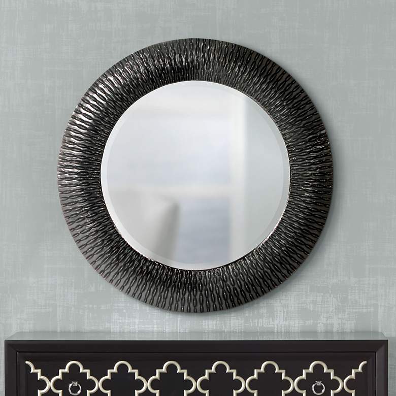 Image 1 Howard Elliott Bergman Charcoal Gray 32 inch Round Wall Mirror