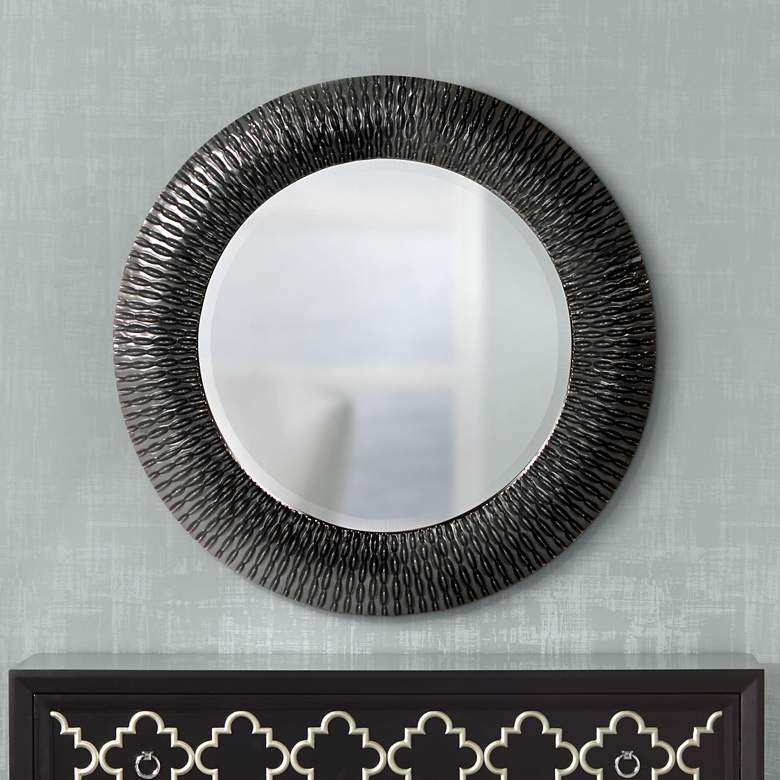 Image 1 Howard Elliott Bergman Charcoal Gray 32" Round Wall Mirror