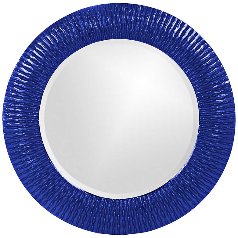 Image 1 Howard Elliott Bergman Glossy Blue 32 inch Round Wall Mirror