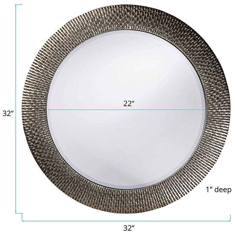 Image 3 Howard Elliott Bergman Silver Leaf 32" Round Wall Mirror more views