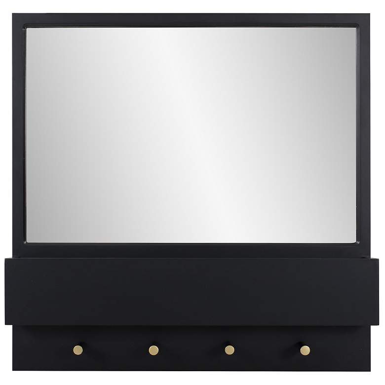 Image 1 Howard Elliott Black 24"x24" Galt Mirror with Storage Shelf &