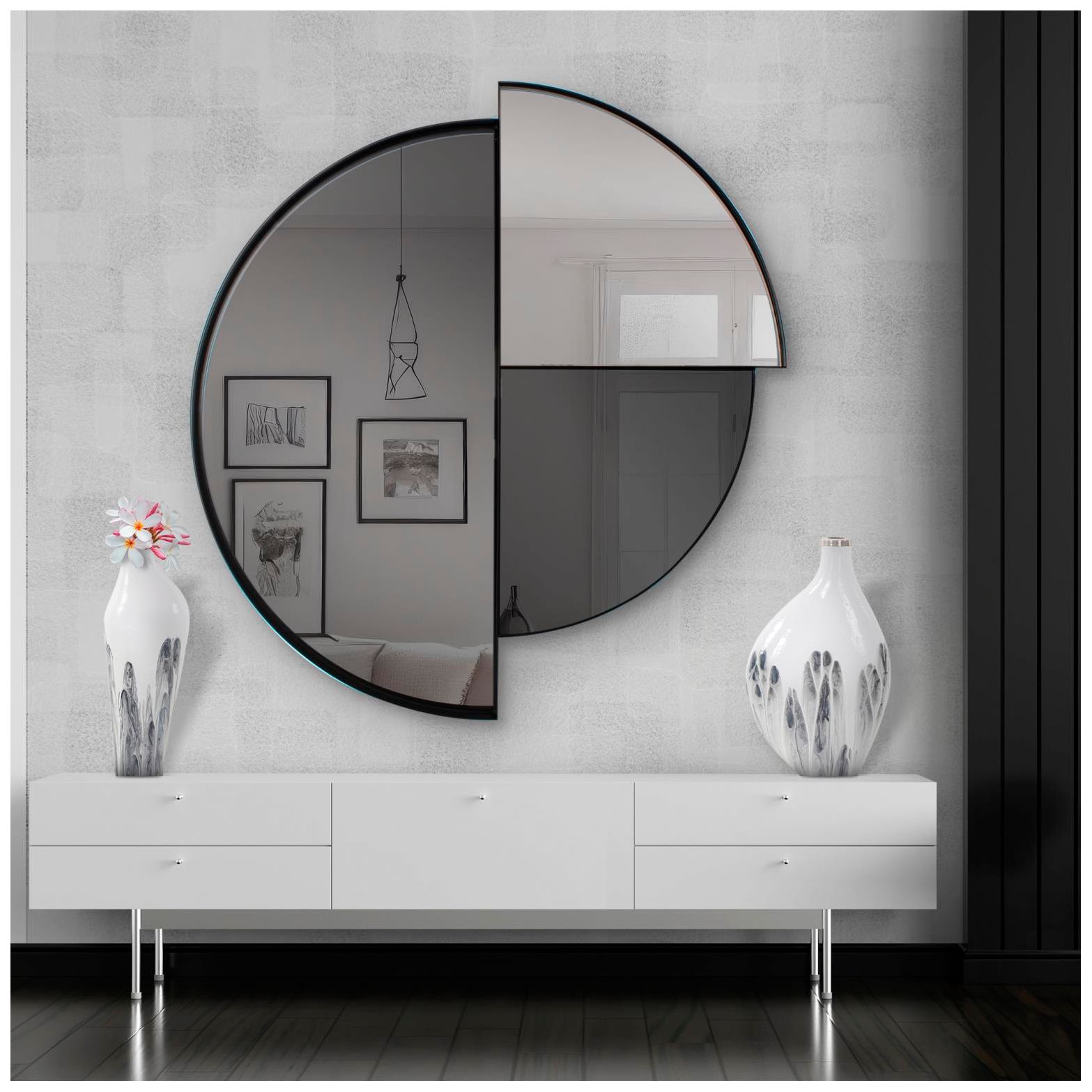 Image 3 Howard Elliott Black 3D Geometric 43"x40" Triple-Pane Orono Metal more views