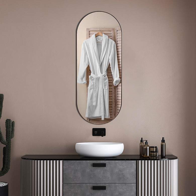 Image 3 Howard Elliott Black Oval 20"x50" Framed Balducci Dressing Mirror more views