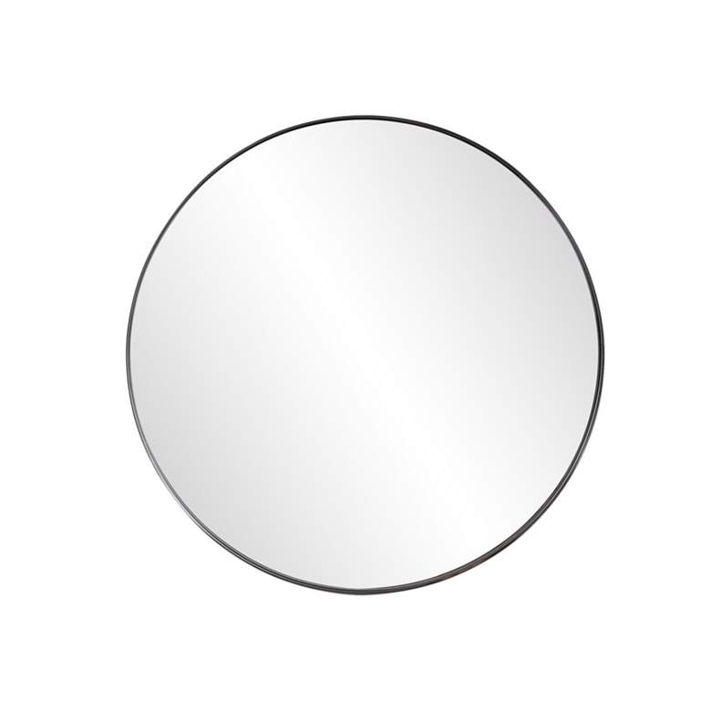 Image 1 Howard Elliott Black Round 30" Stainless Steel Framed Steele Wall Mirr