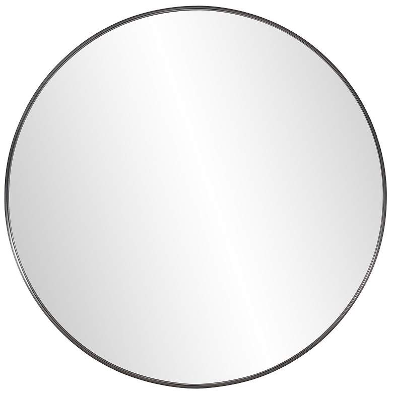 Image 1 Howard Elliott Black Round Shadowbox Framed 30" Steele Mirror