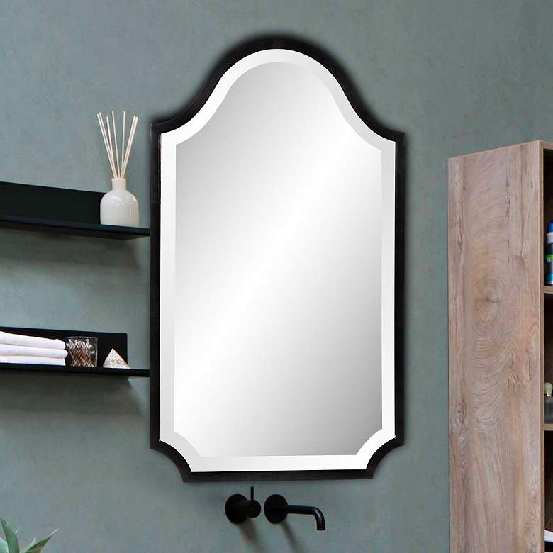 Image 1 Howard Elliott Bosworth Brushed Black 16"x27" Shield Mirror