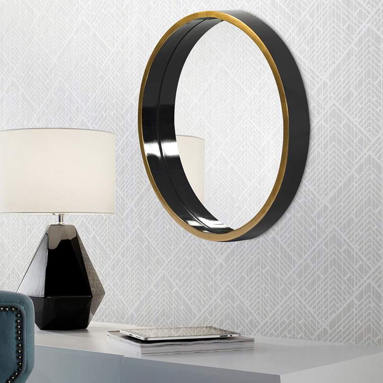 Image 1 Howard Elliott Brando Glossy Gold 24 inch Round Wall Mirror