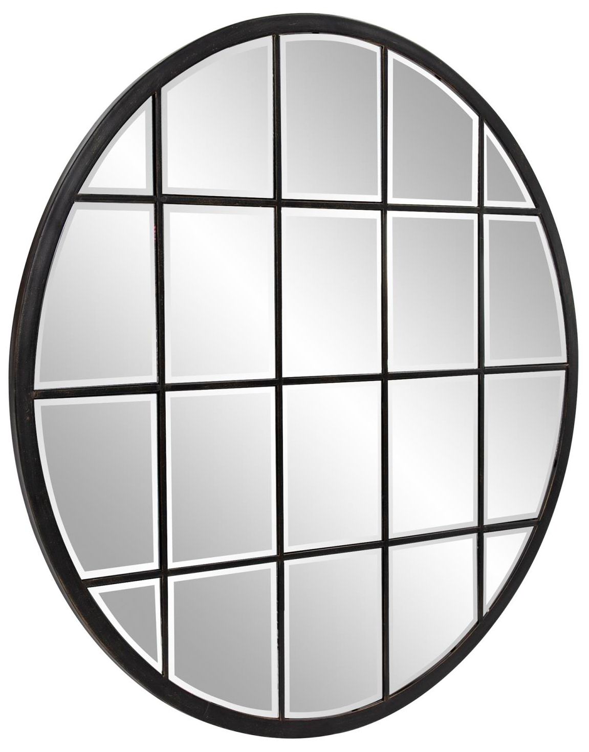 Image 3 Howard Elliott Bronze Round 36" Metal Framed Superior Windowpane Mirro more views