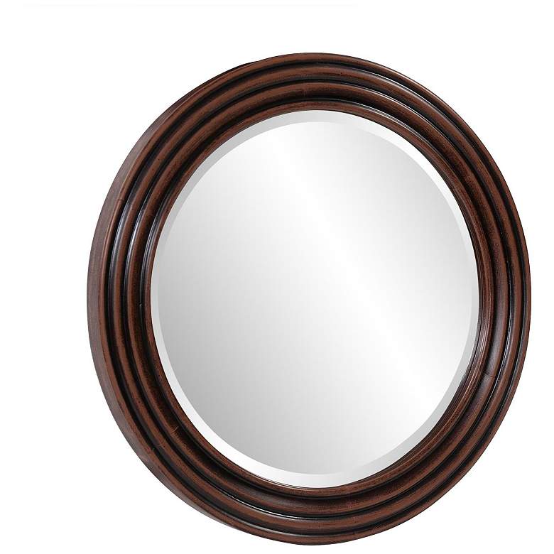 Image 5 Howard Elliott Brown Round 24" Wood Framed Fredrick Wall Mirror more views