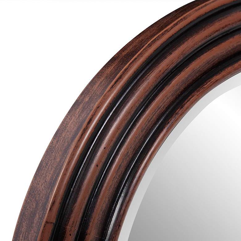 Image 7 Howard Elliott Brown Round 24" Wood Framed Fredrick Wall Mirror more views