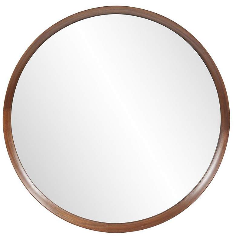 Image 1 Howard Elliott Brown Round 40" Wau Beech Wood Framed Reagan Mirror