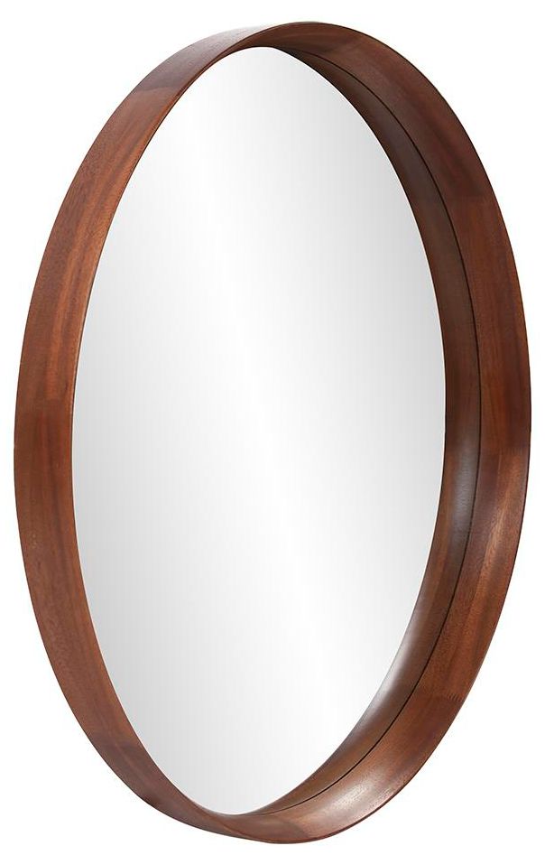 Image 3 Howard Elliott Brown Round 40" Wau Beech Wood Framed Reagan Mirror more views