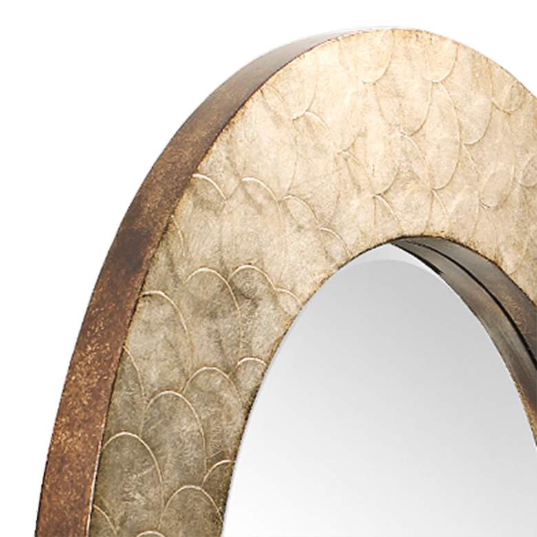 Image 2 Howard Elliott Camelot 36" Champagne Silver Wood Round Wall Mirror more views