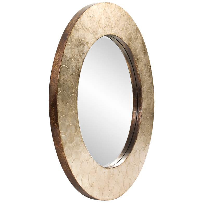 Image 3 Howard Elliott Camelot 36" Champagne Silver Wood Round Wall Mirror more views