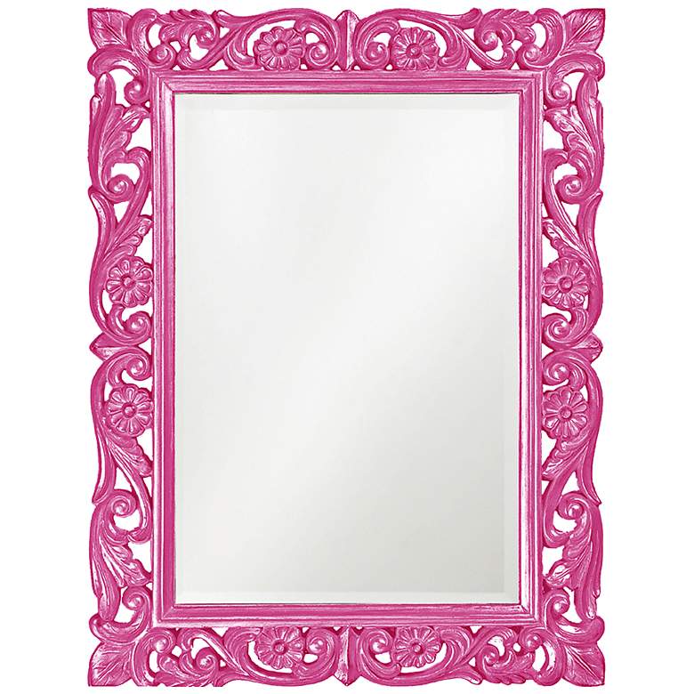Image 1 Howard Elliott Chateau 42" High Rectangular Hot Pink Wall Mirror