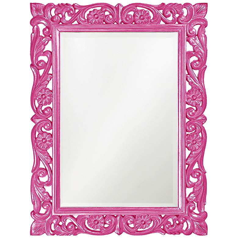 Image 1 Howard Elliott Chateau Hot Pink 31 1/2 inchx42 inch Wall Mirror